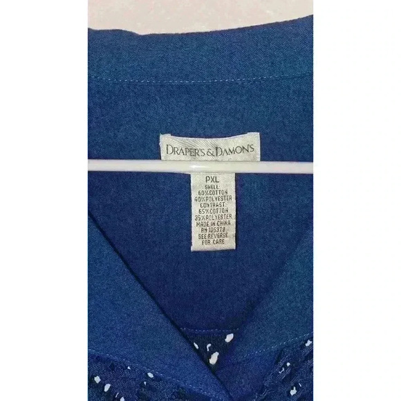 Drapers & Damons Women's Blue Chenille Duster Cardigan PXL Petite Open Front - Picture 3 of 8